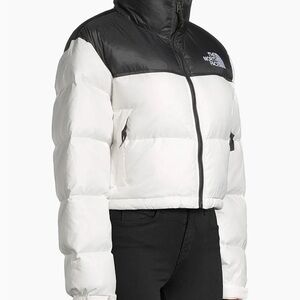 The North Face Women's Black and White Cropped Puffer Jacket